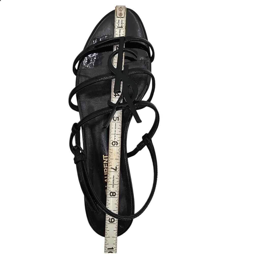 Saint Laurent YSL Cassandra Flat Strap Sandal Black Patent Leather Size 37 US 7 - Picture 11 of 11